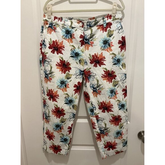 Talbots Heritage Pant Size 14 White With Floral Print Pockets - Picture 1 of 13